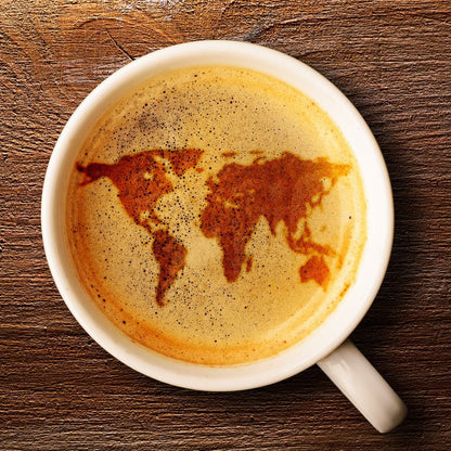 World Map Coffee Cup Canvas Wall Art