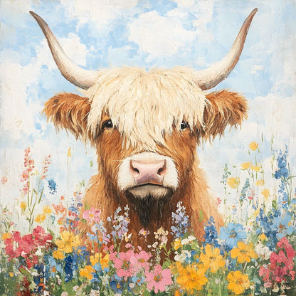 Highland Bloom Encounter Canvas Wall Art