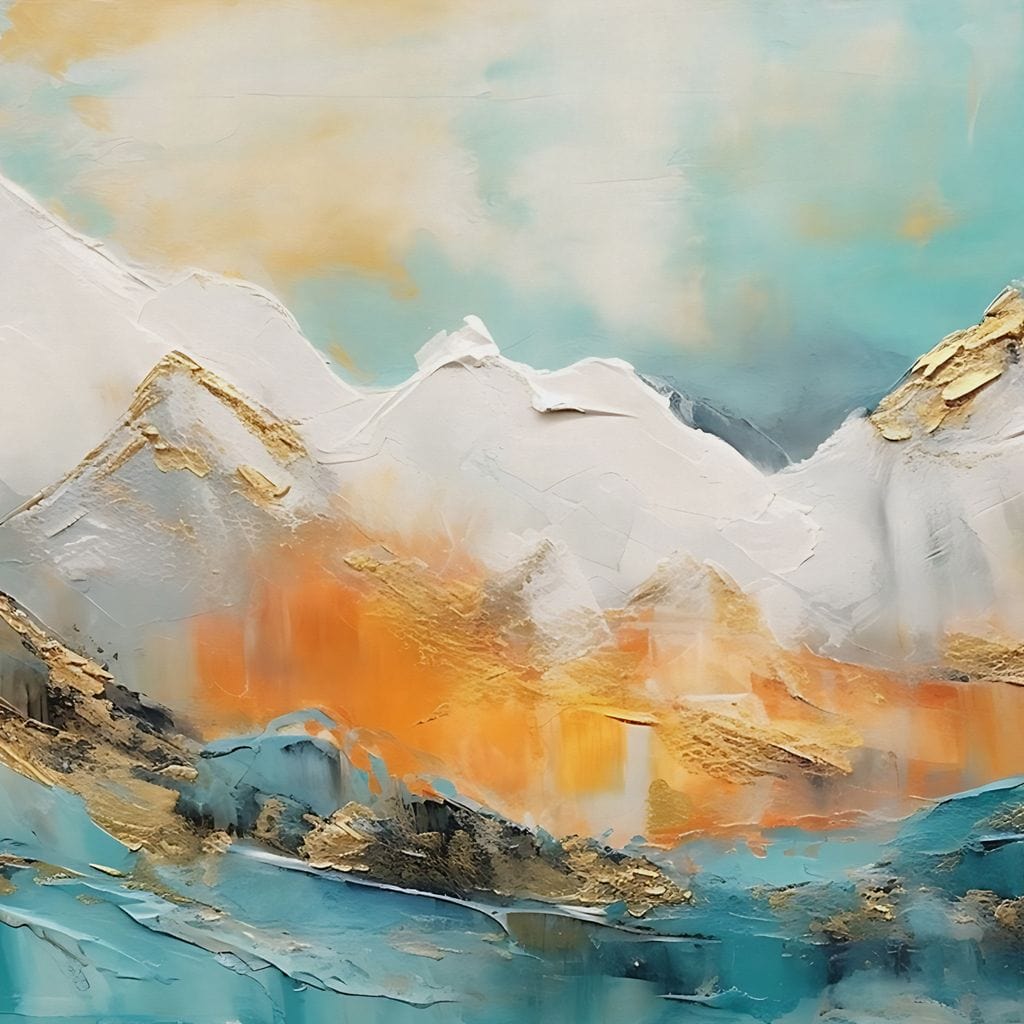 Golden Peaks Dawn Mountain Escape Canvas Wall Art