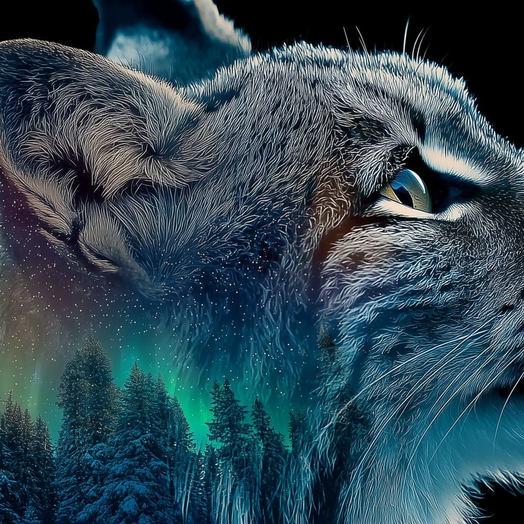 Aurora Lynx Spirit Portrait Canvas Wall Art