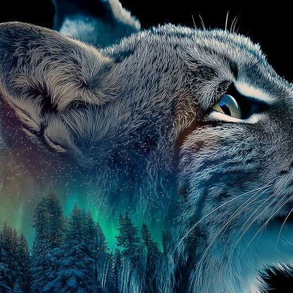 Aurora Lynx Spirit Portrait Canvas Wall Art
