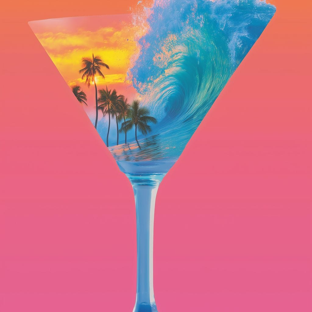 Double Exposure Martini Canvas Wall Art
