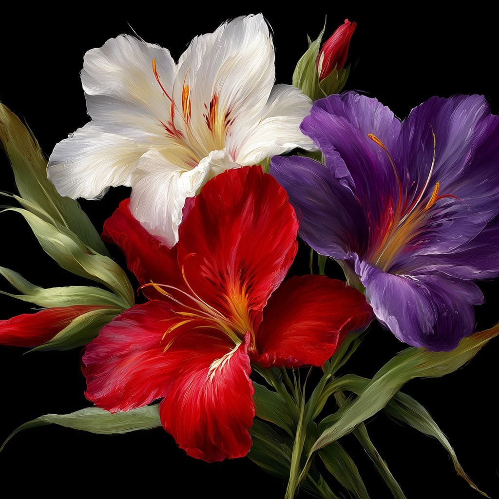Gladiolus Garden Noir Bloom Canvas Wall Art