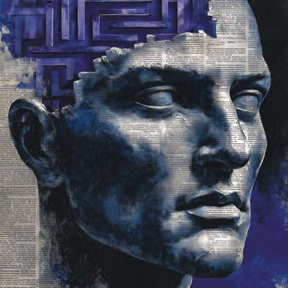 Cobalt Labyrinth Mindscape Canvas Wall Art