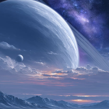 Rings of Saturn Night Sky Canvas Wall Art