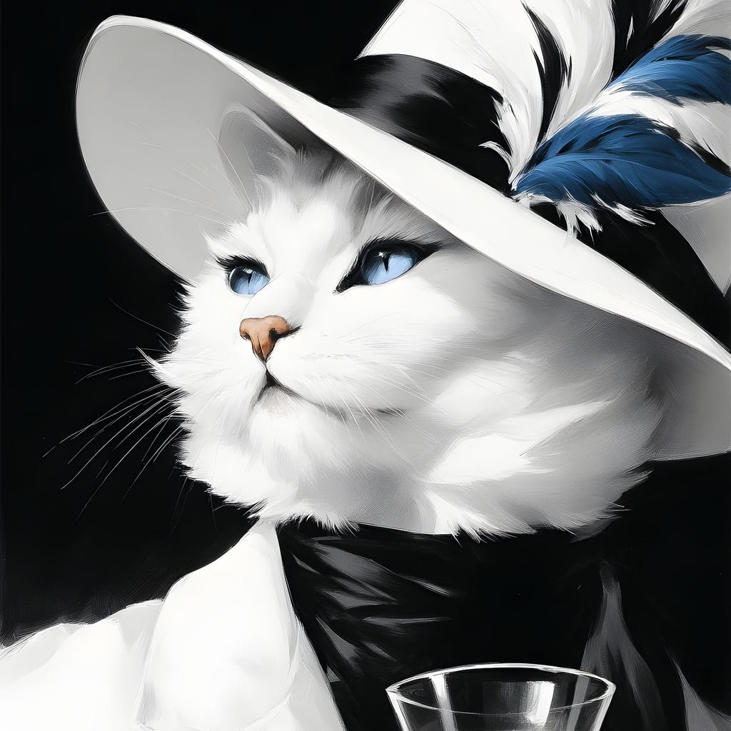 Sophisticated Feline Reverie Canvas Wall Art