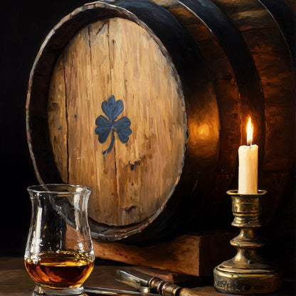 Candlelit Irish Whiskey Barrel Canvas Wall Art