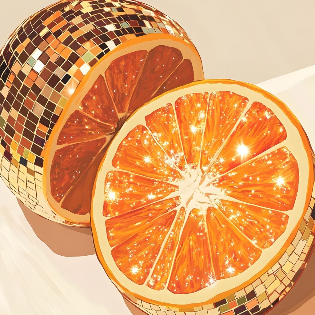 Sparkling Citrus Disco Slice Canvas Wall Art