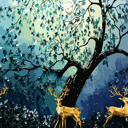 Golden Deers Canvas Wall Art