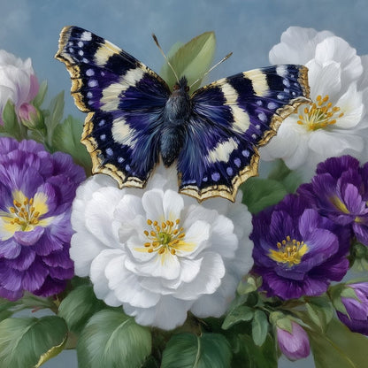Purple Butterfly Garden Blooms Canvas Wall Art