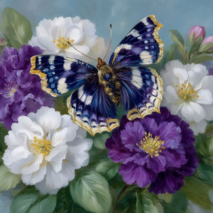 Sapphire Butterfly Bouquet Canvas Wall Art