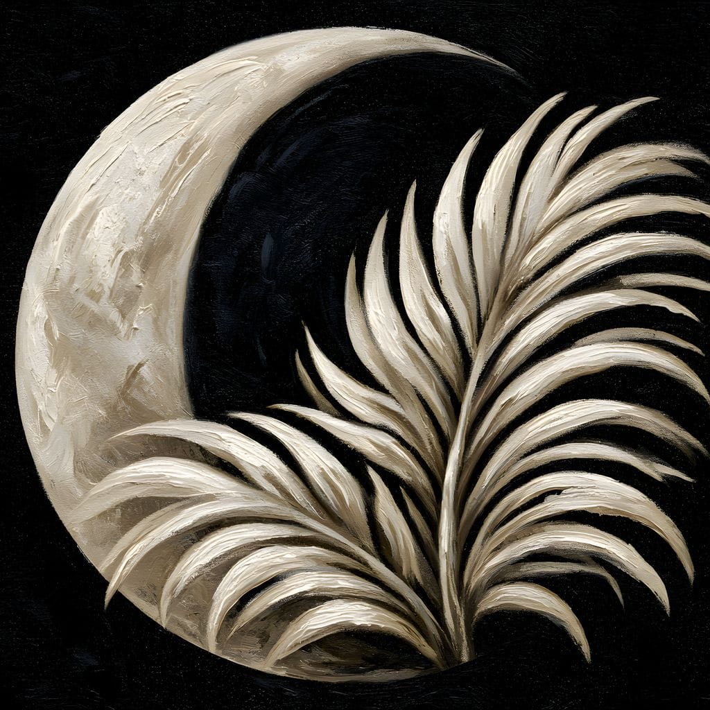 Crescent Shadow Over The Fallen Frond Canvas Wall Art