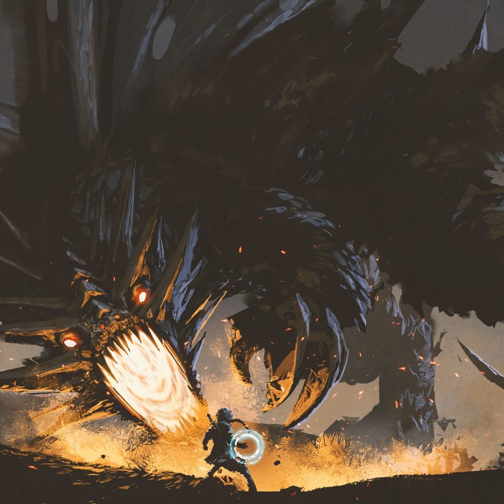 Dark Dragon Clash Canvas Wall Art