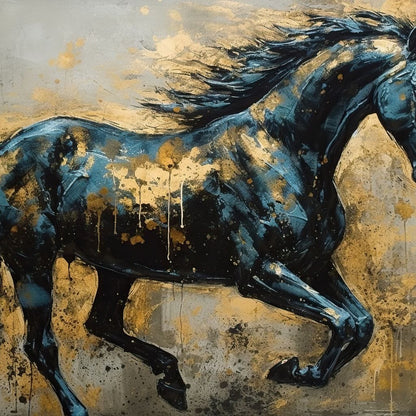 Gilded Stallion Canvas Wall Art