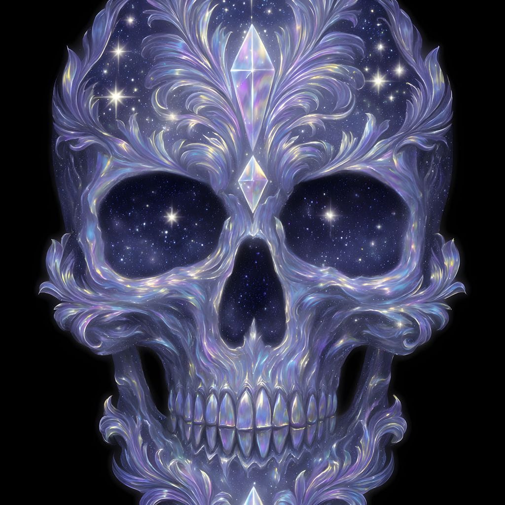 Galactic Crystal Skull Nebula Canvas Wall Art