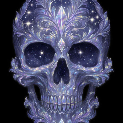 Galactic Crystal Skull Nebula Canvas Wall Art