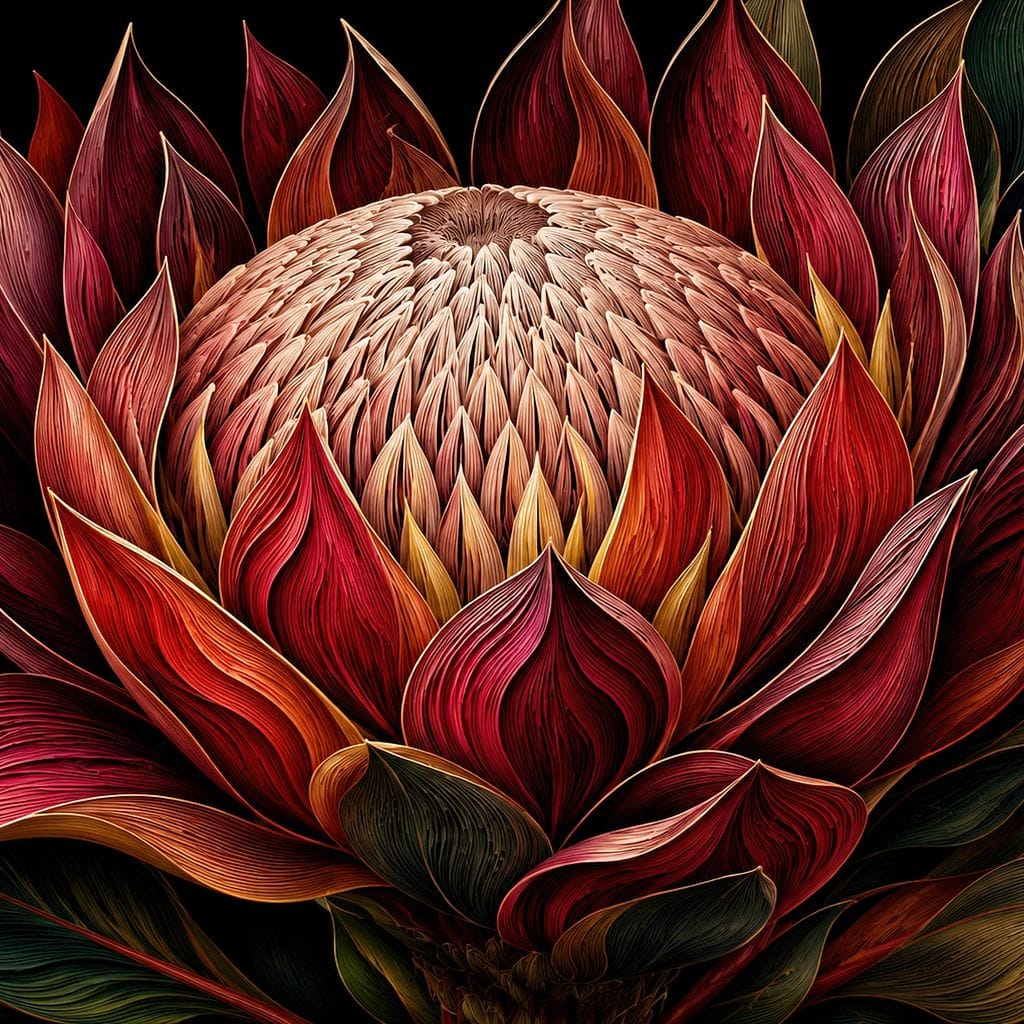 Crimson Protea Flame Crown Canvas Wall Art