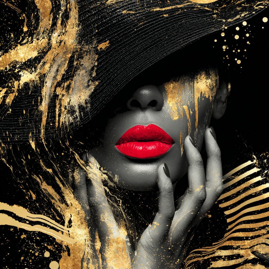 Modern Noir Gold Elegance Portrait Canvas Wall Art