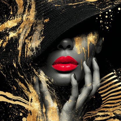 Modern Noir Gold Elegance Portrait Canvas Wall Art