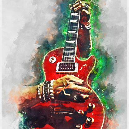 Slash Blood Red Guitar Canvas Wall Art