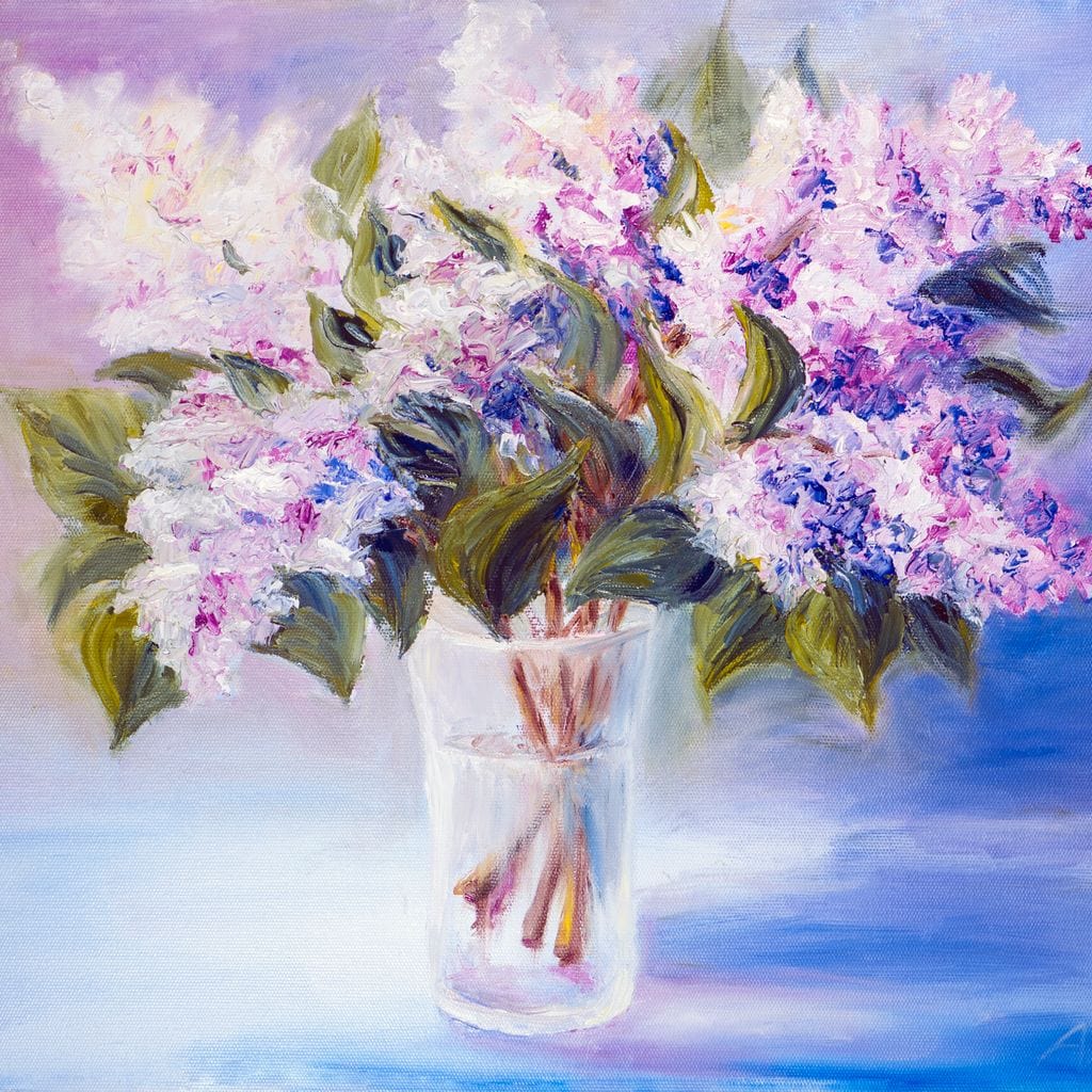 Lilacs in a Vase Canvas Wall Art