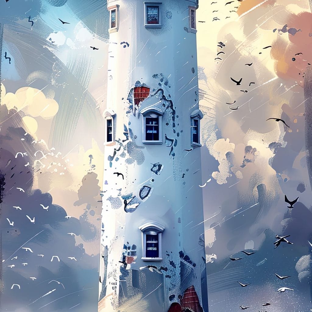Lighthouse Beacon at Sea Canvas Wall Art