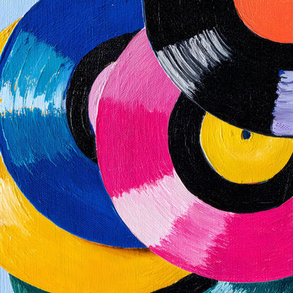 Color Spin Retro Vinyl Rhythm Canvas Wall Art