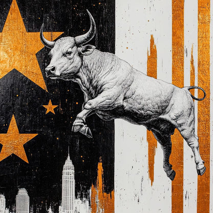 Bull Triumphs City Dreams Canvas Wall Art