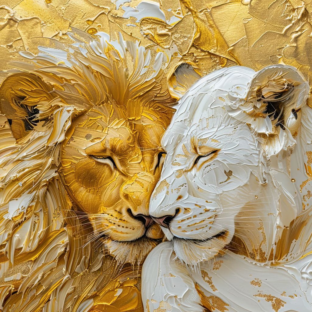 Golden Solitude and Ivory Peace Canvas Wall Art