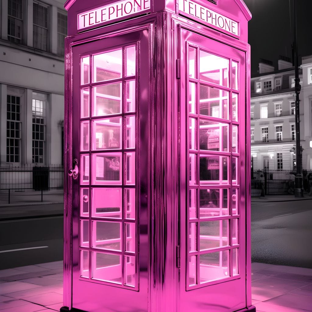 Pink Telephone Booth Canvas Wall Art