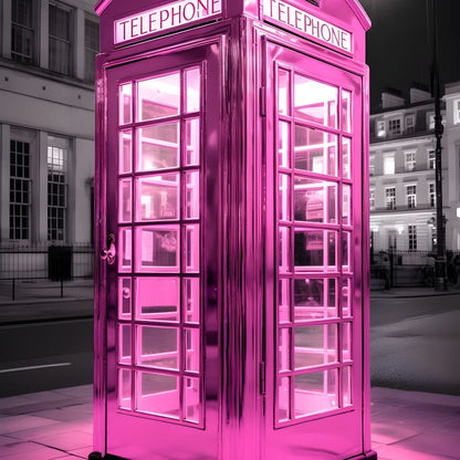Pink Telephone Booth Canvas Wall Art