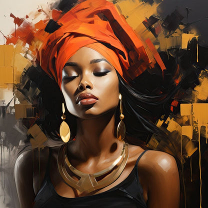 Black Gold Fashion Portrait Canvas Wall Art