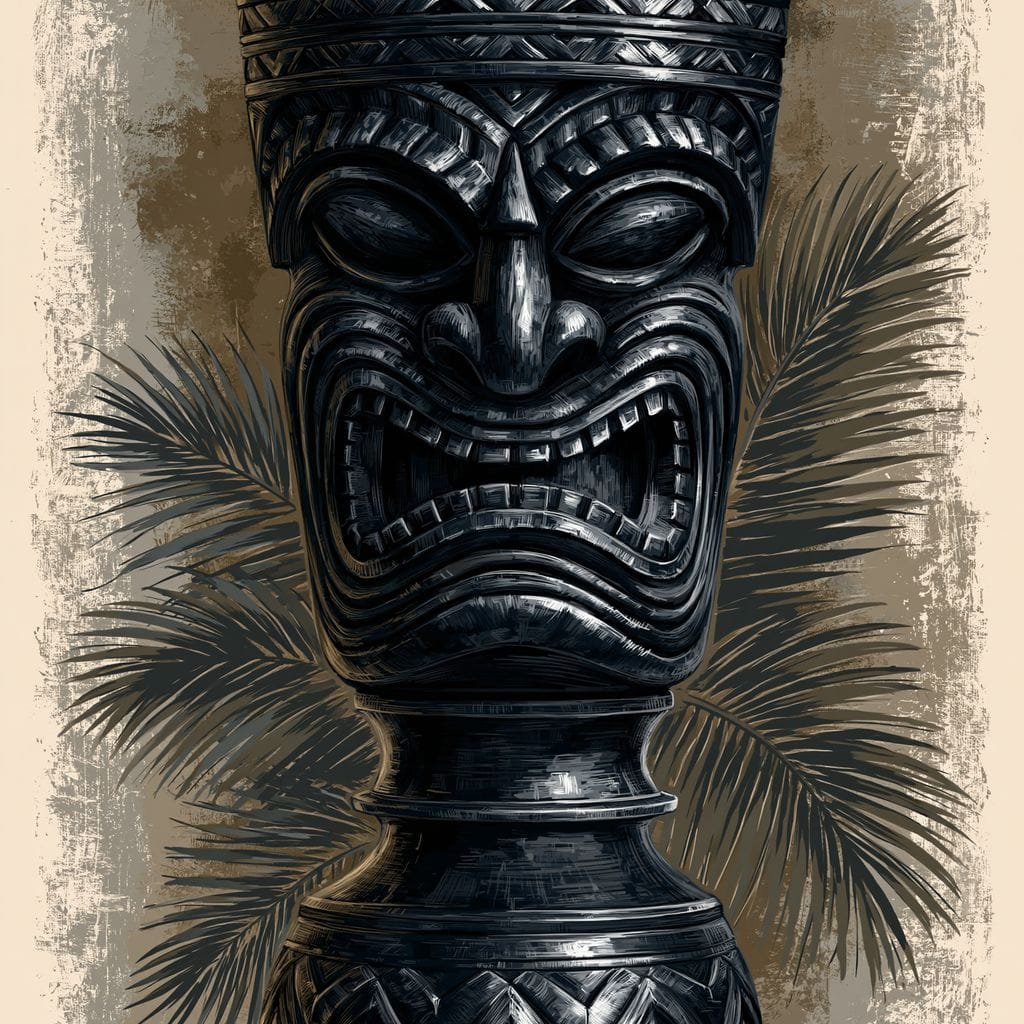 Ancient Totem Of The Island Spirit Canvas Wall Art
