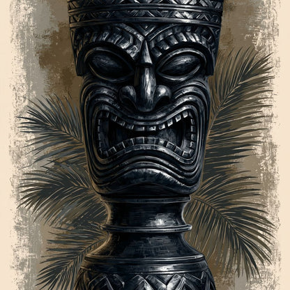 Ancient Totem Of The Island Spirit Canvas Wall Art