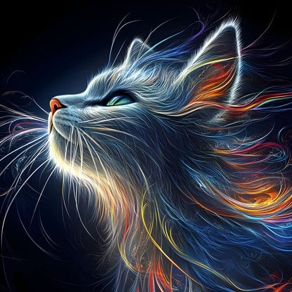 Celestial Feline Illuminations Canvas Wall Art