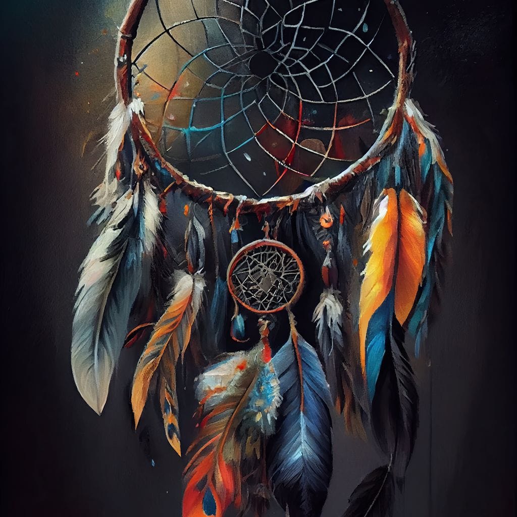 Dreamcatcher & Feathers Canvas Wall Art