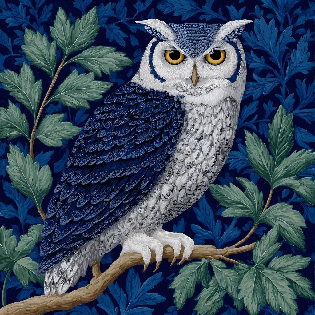 Majestic Owl Among Leaves Canvas Wall Art