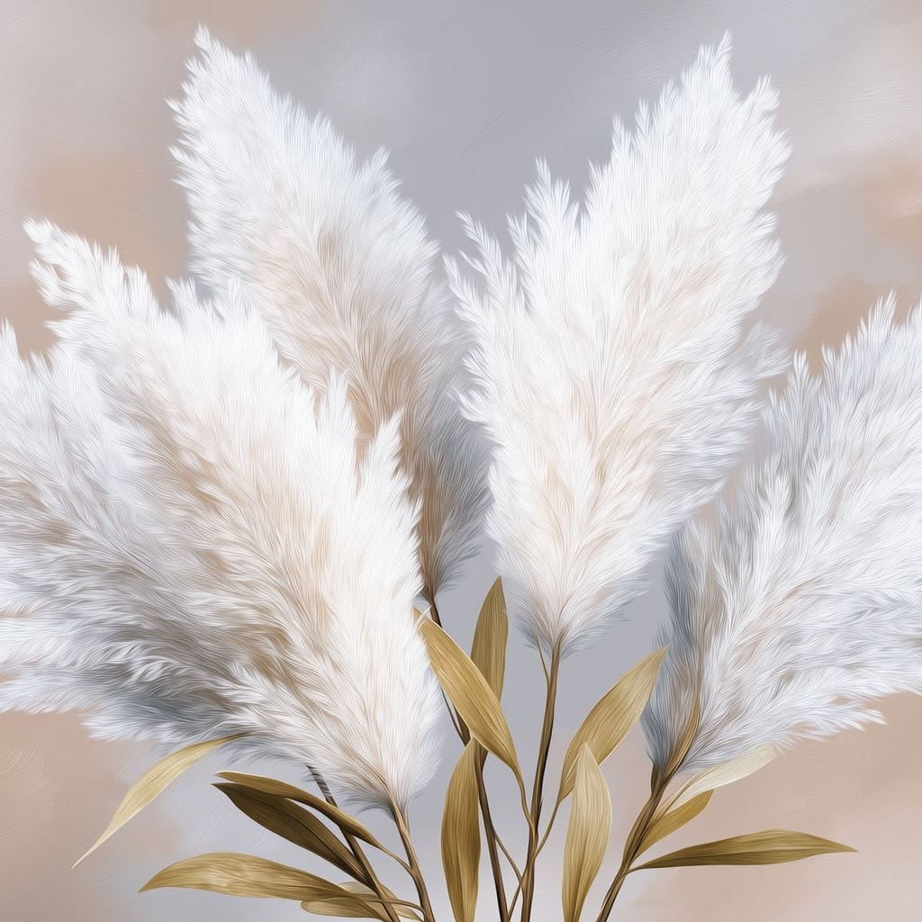 Soft Pampas Feathers Bouquet Canvas Wall Art