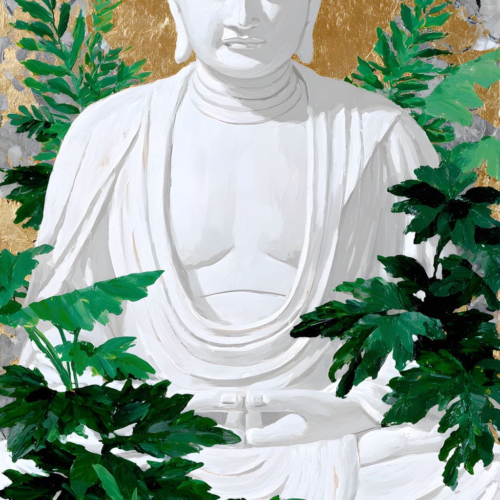 Golden Halo Buddha Garden Canvas Wall Art