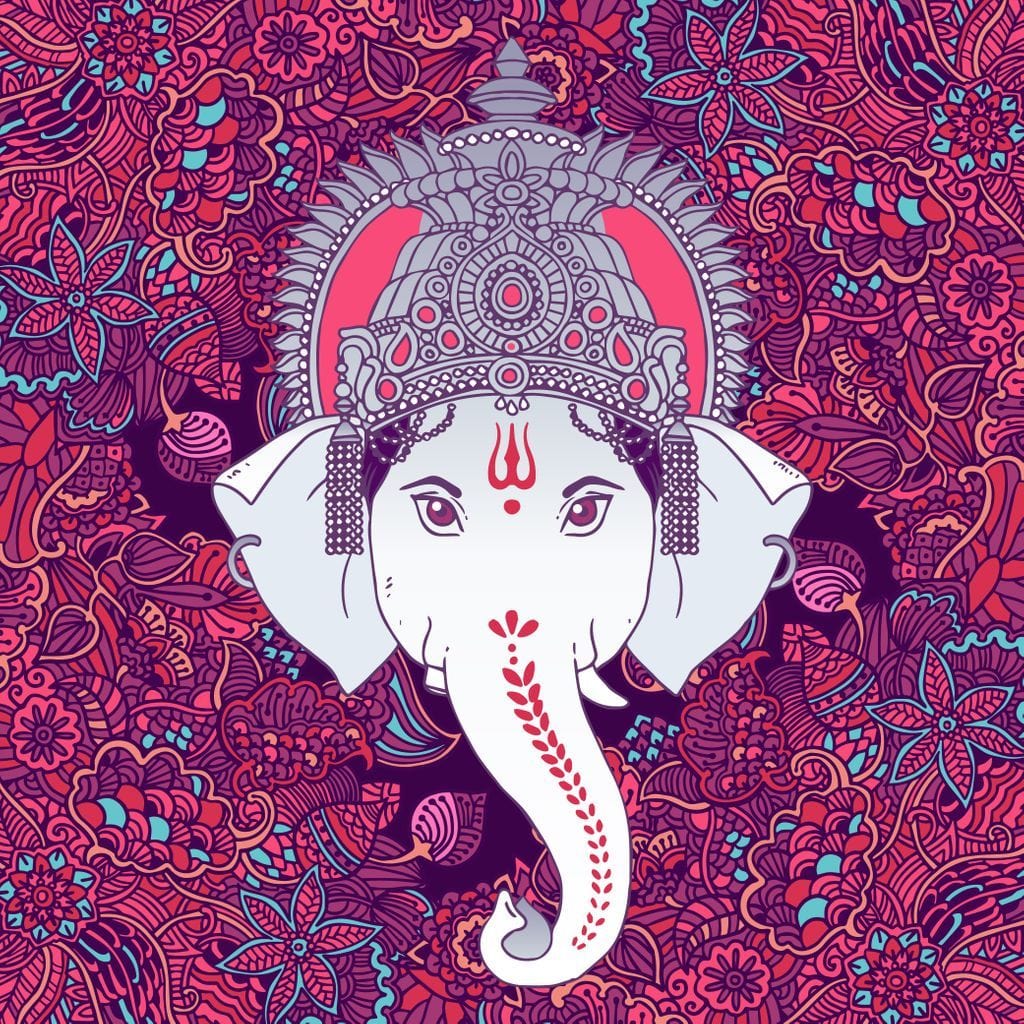 Hindu Lord Ganesha in Pink Canvas Wall Art