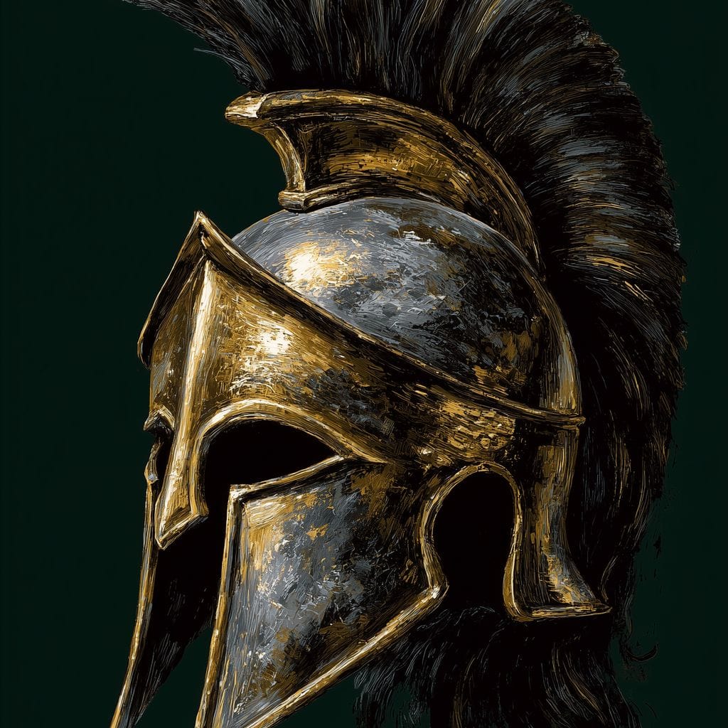 Gold Spartan Helm Battle Relic Canvas Wall Art