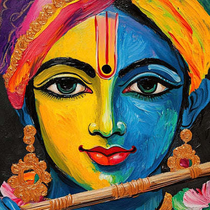 Divine Radiance of Vibrant Krishna Canvas Wall Art