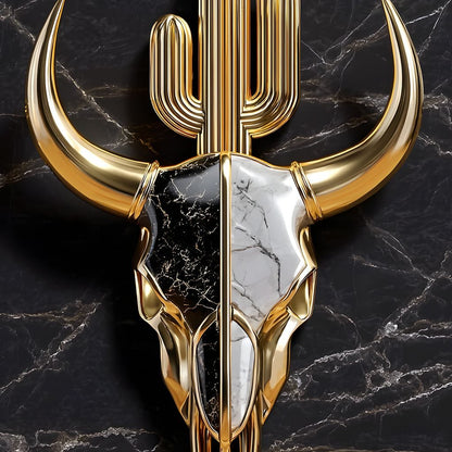 Golden Desert Totem Skull Marble Canvas Wall Art