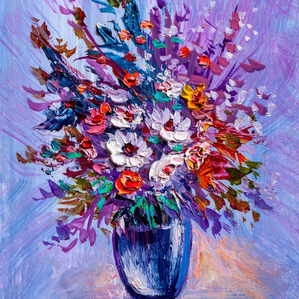 Multicolored Flowers Bouquet Canvas Wall Art