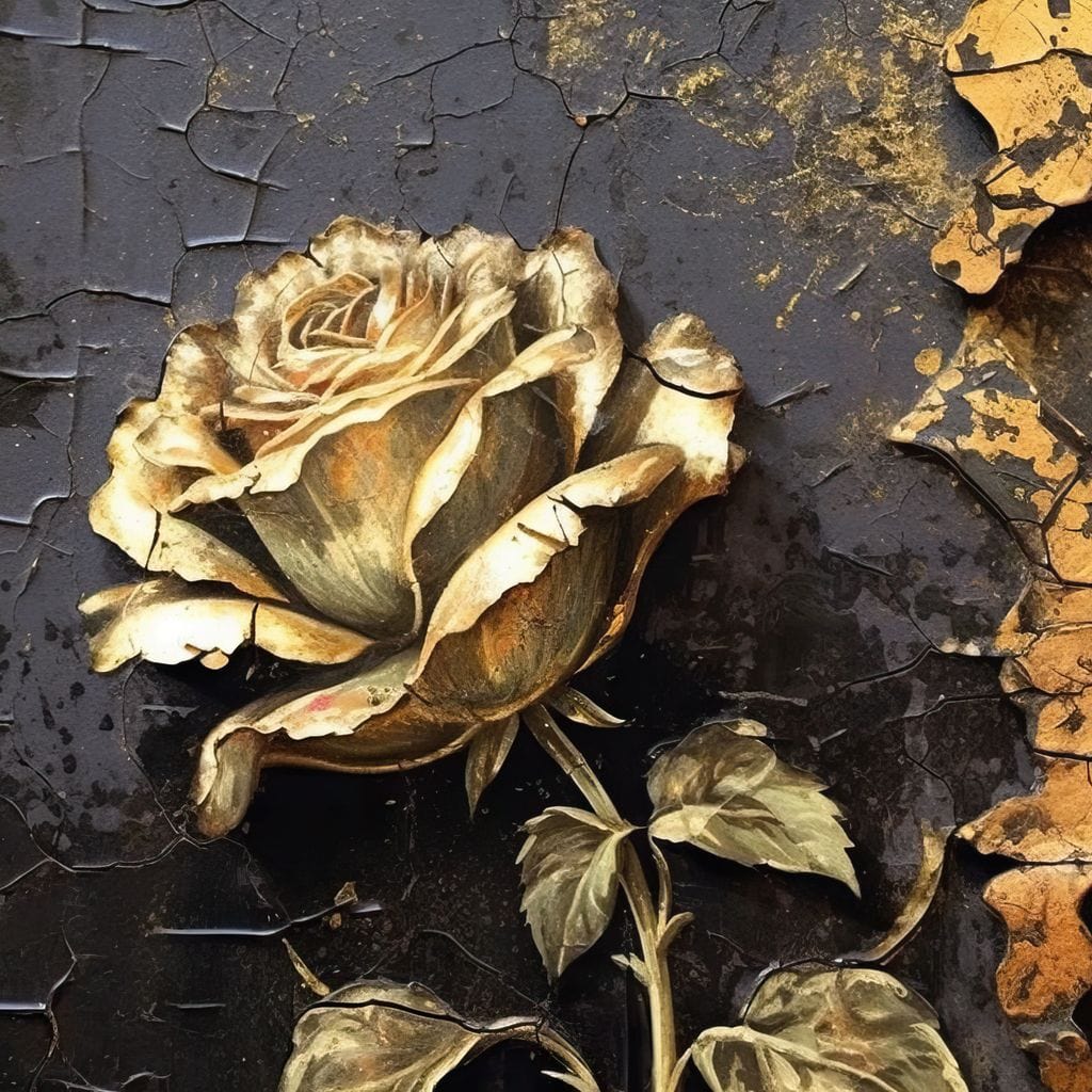 Golden Rose Canvas Wall Art