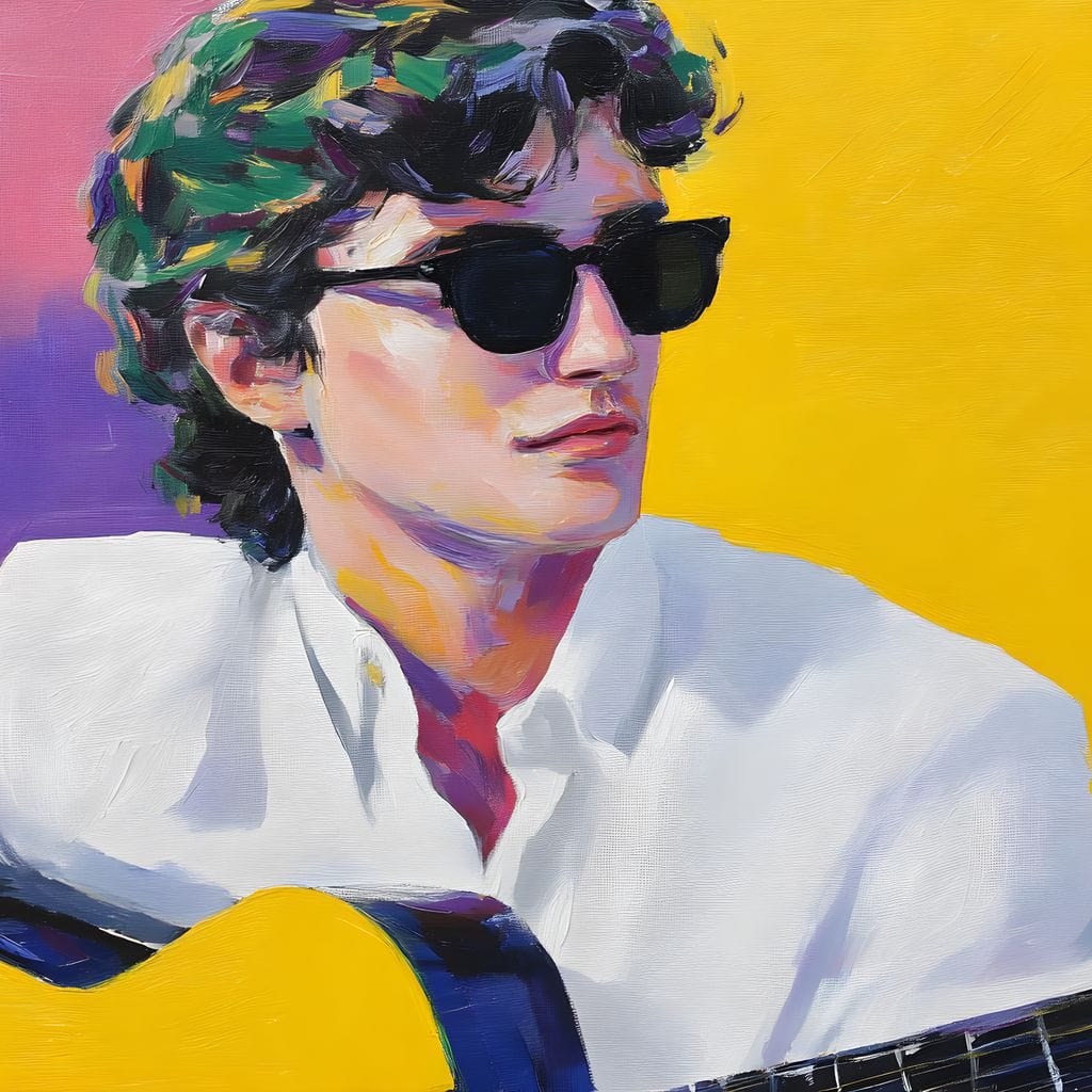 Vibrant Guitarist Sunlit Groove Canvas Wall Art
