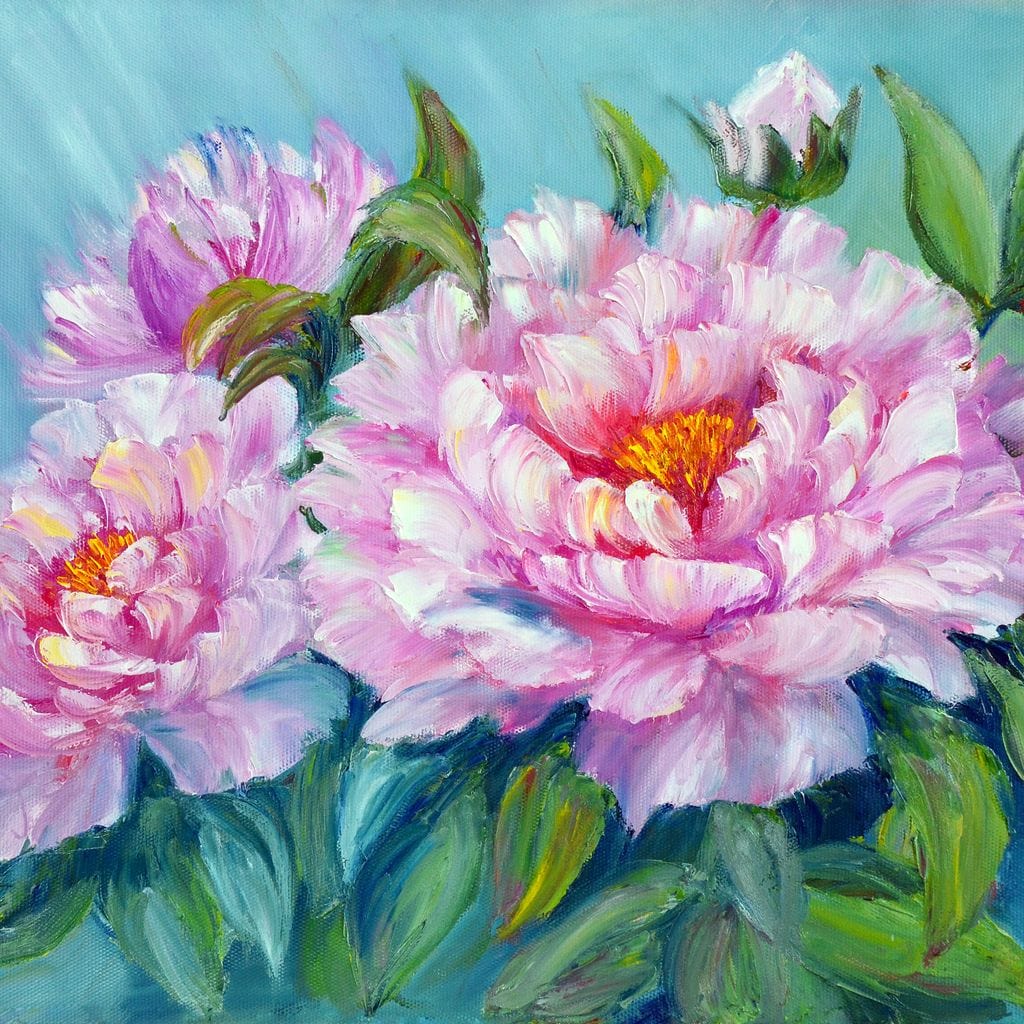 Asian Peonies Canvas Wall Art