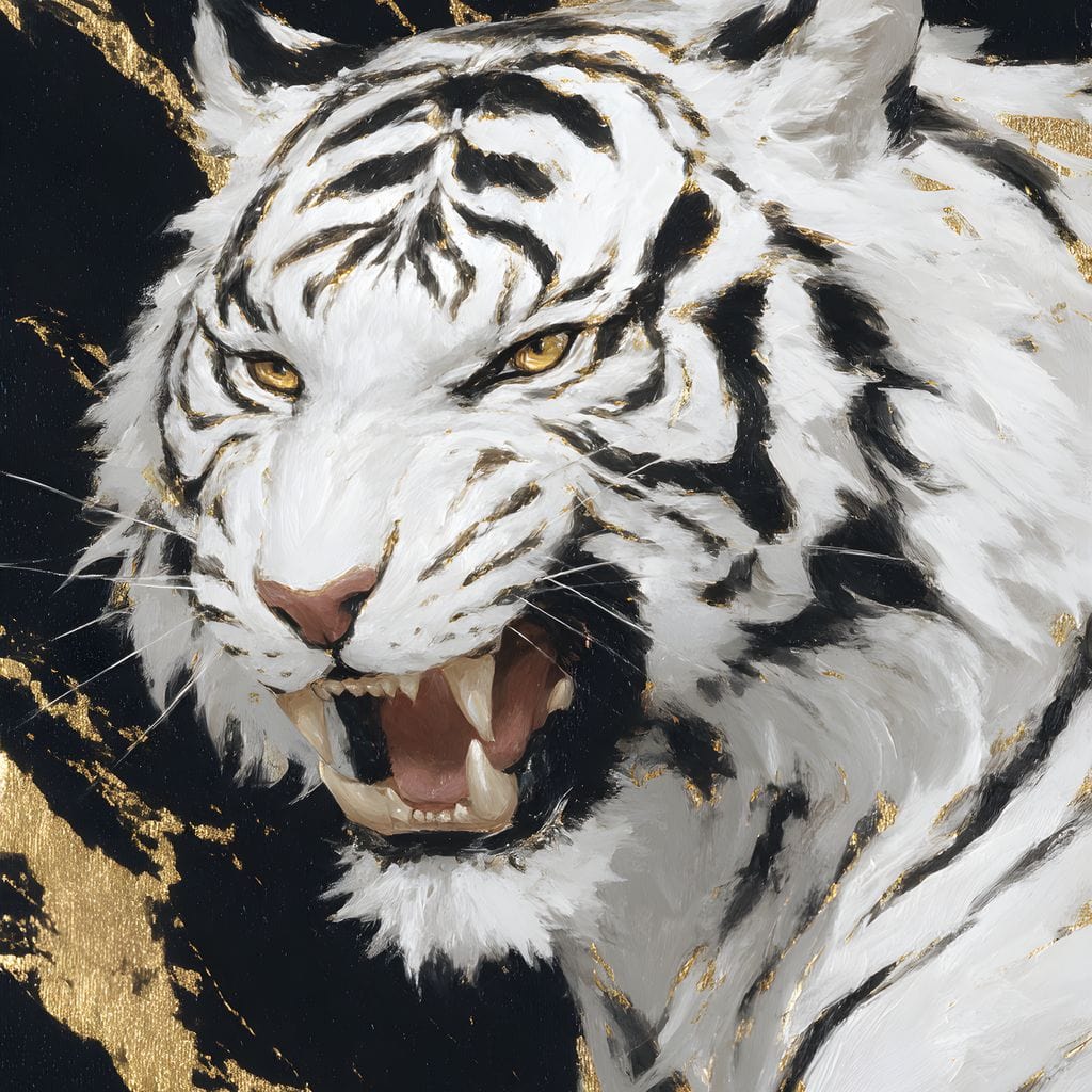Fierce Aura Golden Roar Canvas Wall Art
