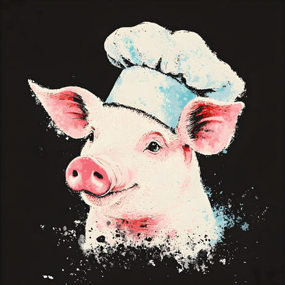 Cheerful Chef Piglet Canvas Wall Art