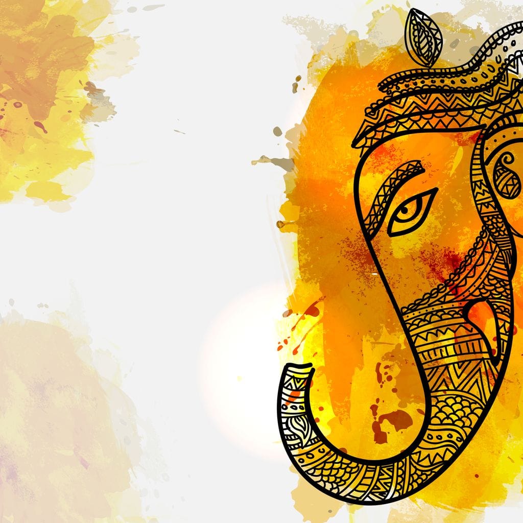 Lord Ganesha in Yellow Canvas Wall Art
